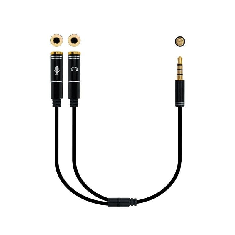 Cable Estéreo Nanocable 10.24.1202/ Jack 3.5 Macho - 2x Jack 3.5 Hembra/ 30cm/ Negro