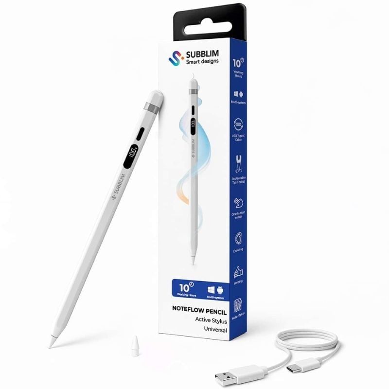 Lápiz Electrónico Subblim NoteFlow Pen para Android y Windows/ Blanco
